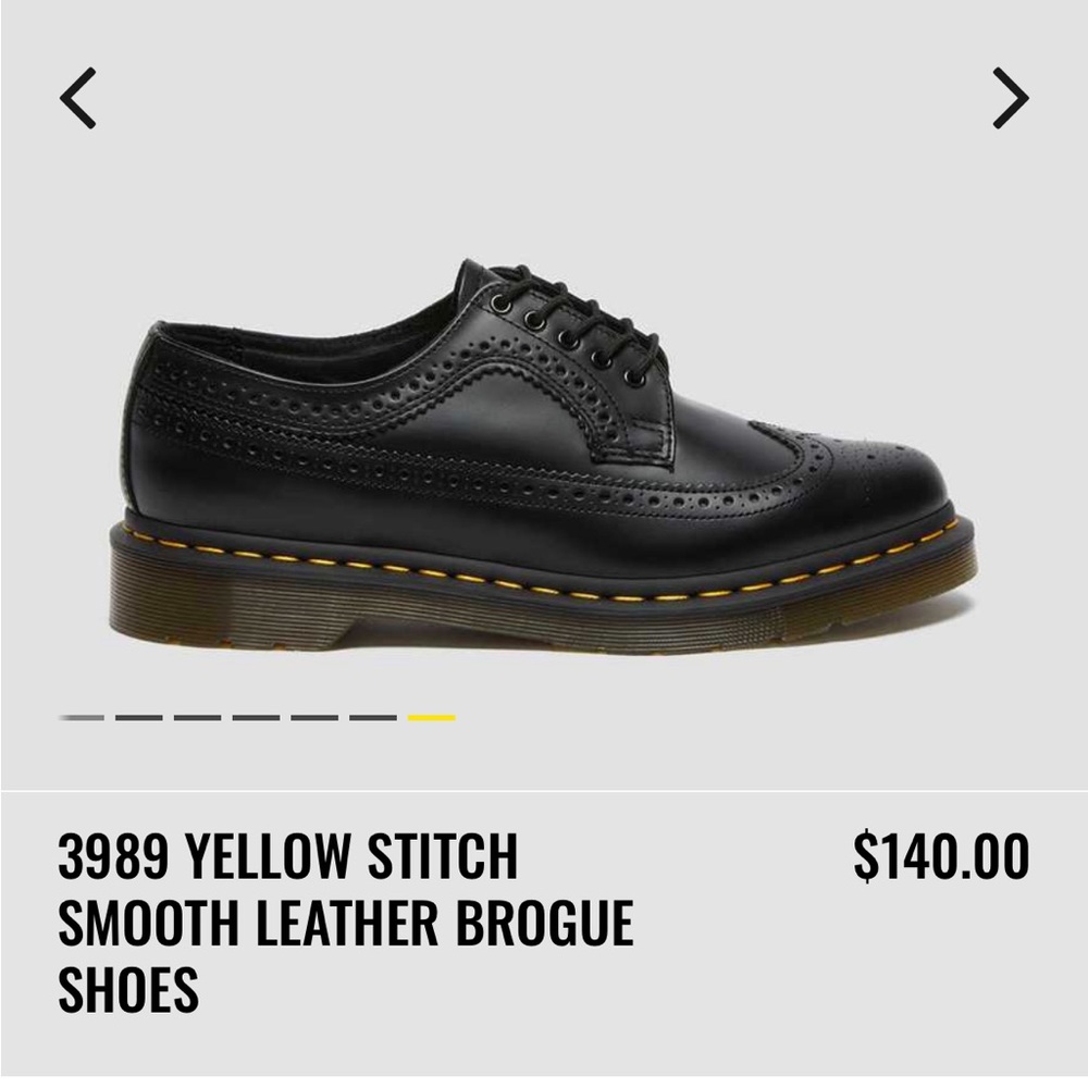 Dr Martens 3989 YELLOW STITCH SMOOTH LEATHER BROGUE SHOES like new! Size 39